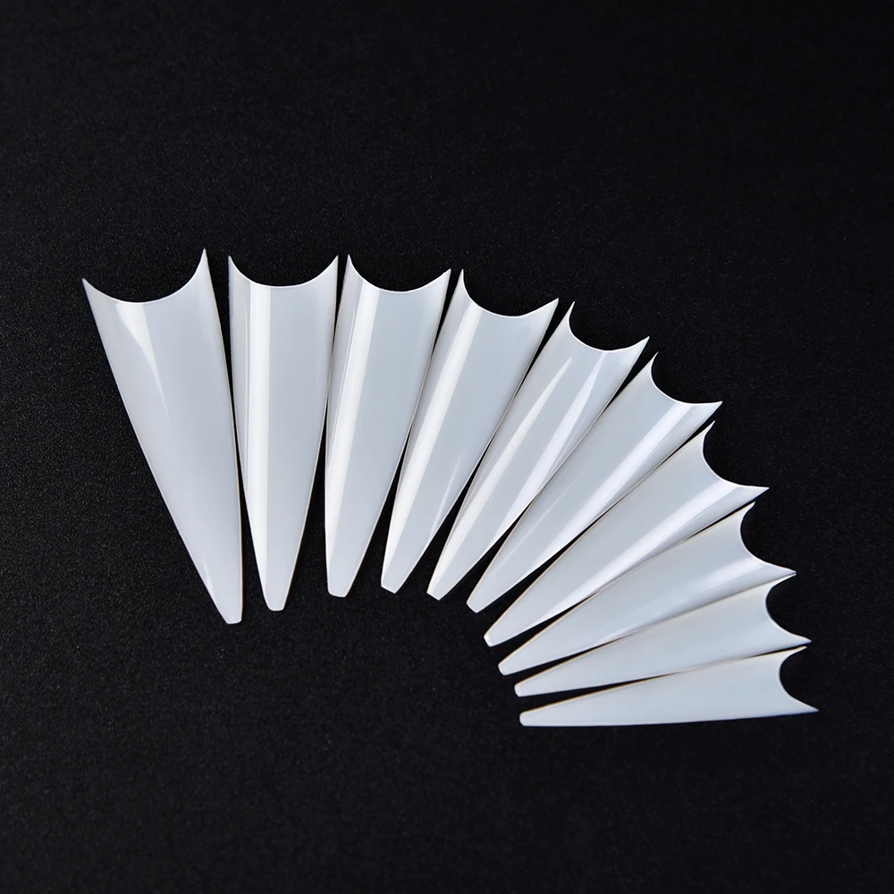 Бесплатная доставка 500 шт. Долго Французский Стилет Совет Ясно Натуральный Белый