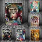 Животные обезьяны граффити искусство настенные картины художественные плакаты и принты Львы Акварельные картины Домашний декор плакаты с изображением жирафа