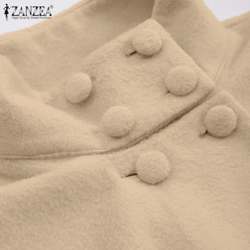 

2021 Spring Women's Turtleneck Cape ZANZEA Shawl Cape Elegant Office Ladies Blend Coat Oversized Casual Solid Cloak Cape Coats