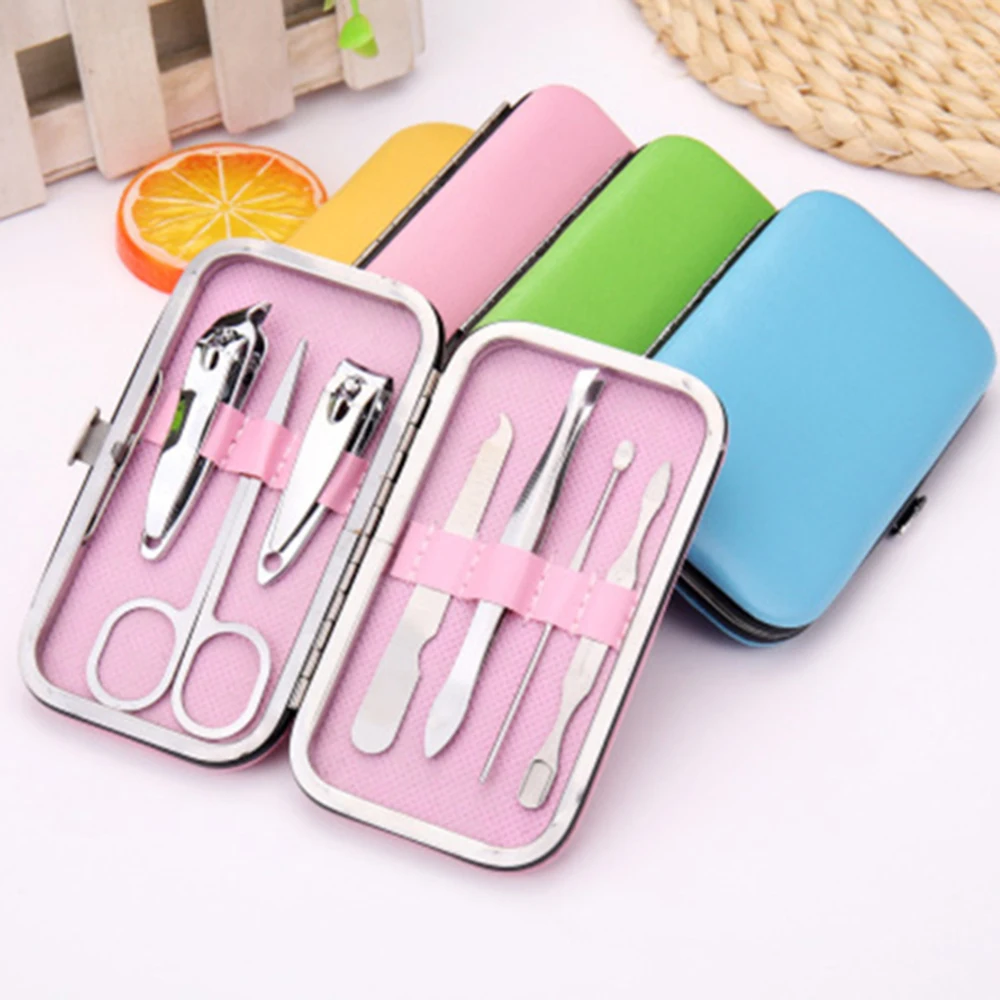 

7 Pcs Set Simple Stainless Nail Clippers Kit Manicure Pedicure Set Cuticle Grooming Case Protable For Travel And Daily Life