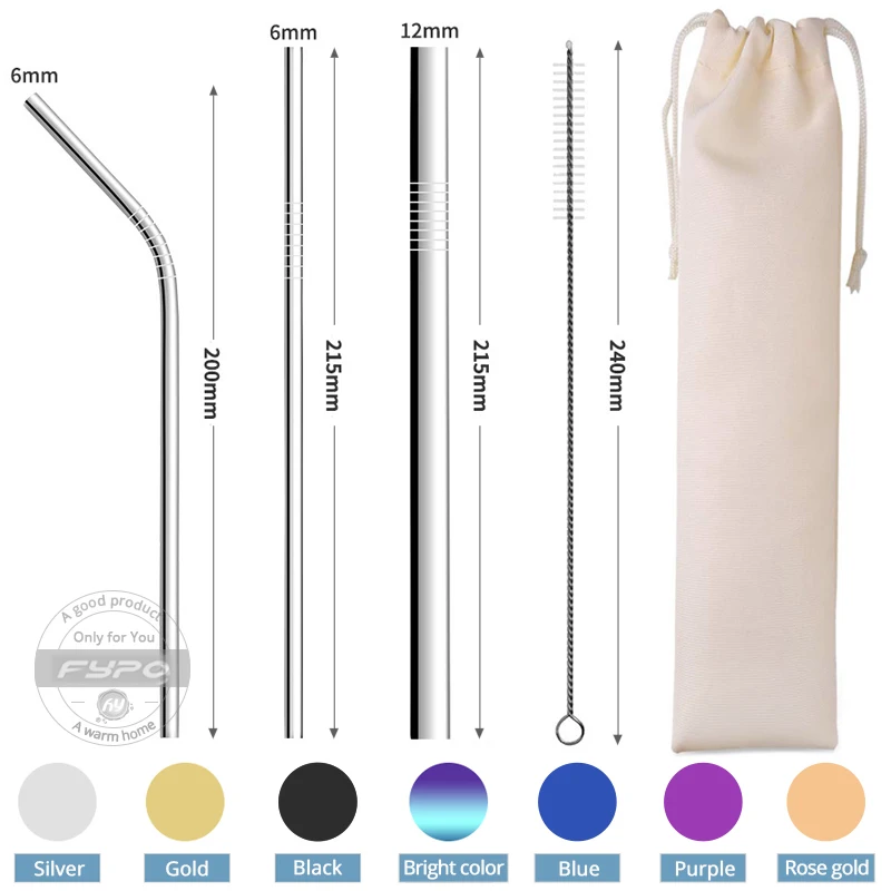 Fypo питьевой набор соломинок аксессуары для бара многоразовые из нержавеющей