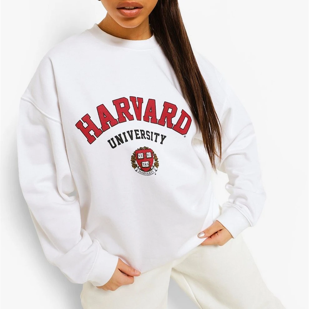 

New Fashion Student Retro Letter Printed Sweatshirt Womens Winter Tops Thick Fleece Clothes for Teens Streetwear American Casual