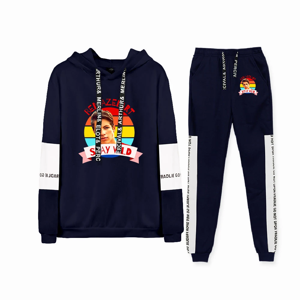 

WAWNI Ben Azelart Fashion Print Hoodie Sweatshirt Two Piece Set Cotton Popular Casual Pullover Pants Oversized Clothes Suit New