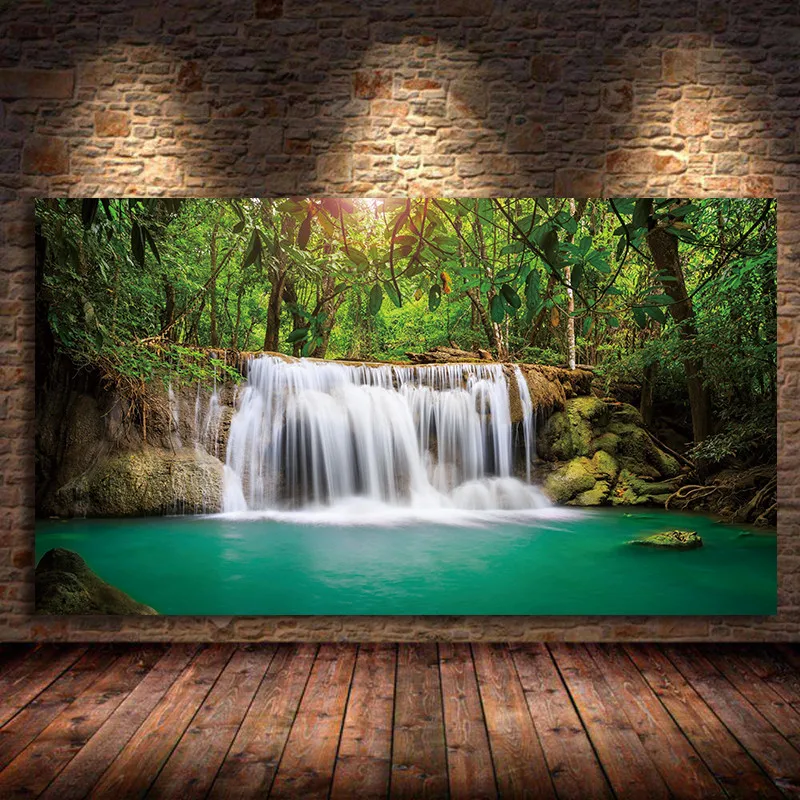 

Landscape Prints Canvas Posters Natural Waterfall Paintings Wall Art Scenery Picture Waterfall Living Room Home Decor Unframed