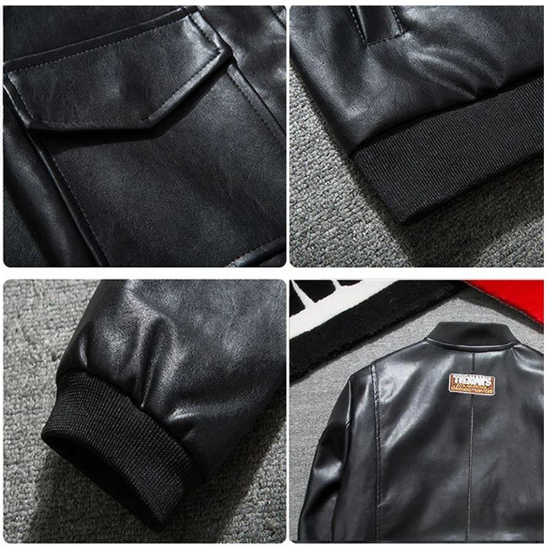 

Plus Size XXXL Mens Leather Jacket and Coats US Style Brand Air Mans Bomber Jacket Male Epaulet Patch Design Man Streetwear A549