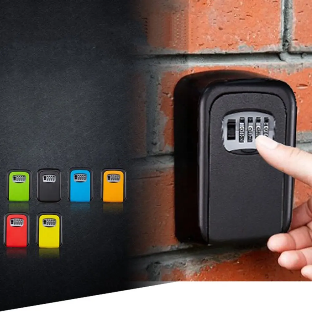 

New Key Lock Box Wall Mounted Aluminum Alloy Key Safe Box Weatherproof 4 Digit Combination Key Storage Lock Box Indoor Outdoo