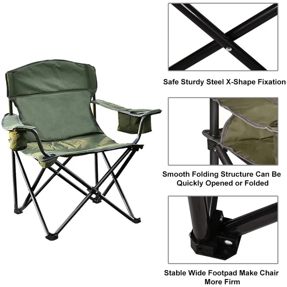 구매 쿨러 가방 접이식 캠핑 의자와 휴대용 대형 낚시 의자 스틸 프레임 축소 지원 350 파운드 순 중량 11lbs