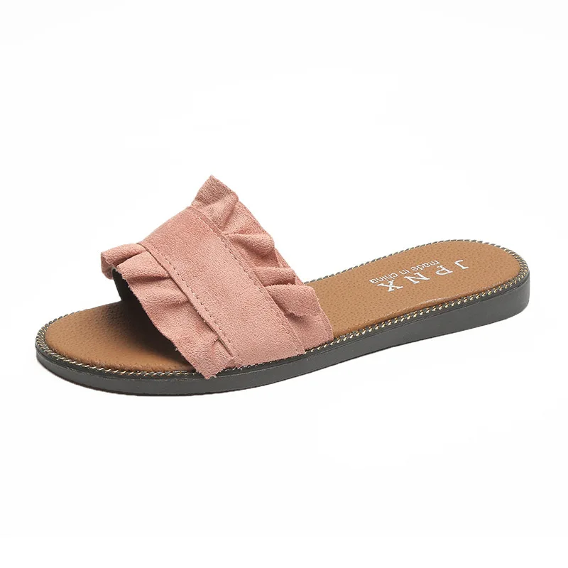 

Shoes Flock Slippers Flat Luxury Slides Designer Fashion Sweet Rubber PU Fabric Sewing Basic Floral Shoes Flock Slippers Casual