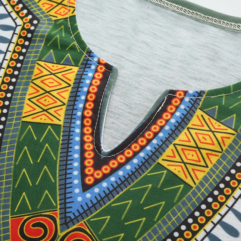 2021 New Arrived Folk-custom T-shirts Men Summer Casual African Print V Neck Pullover Short Sleeve T-shirt Top Blouse camiseta