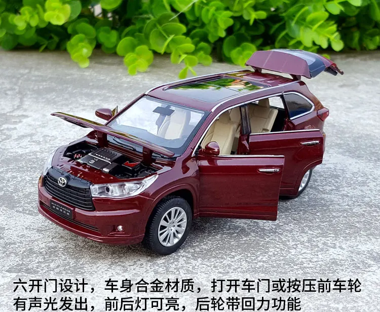 1:32 Масштаб Литой Сплав металлическая модель автомобиля SUV для TOYOTA Highlander Коллекция Модель внедорожный автомобиль звук и светильник