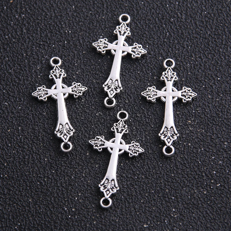 

12pc 16*30mm Cross Charm Metal Fashion Charms Connectors for Bracelets DIY Jewelry Making Religious Cross Charm