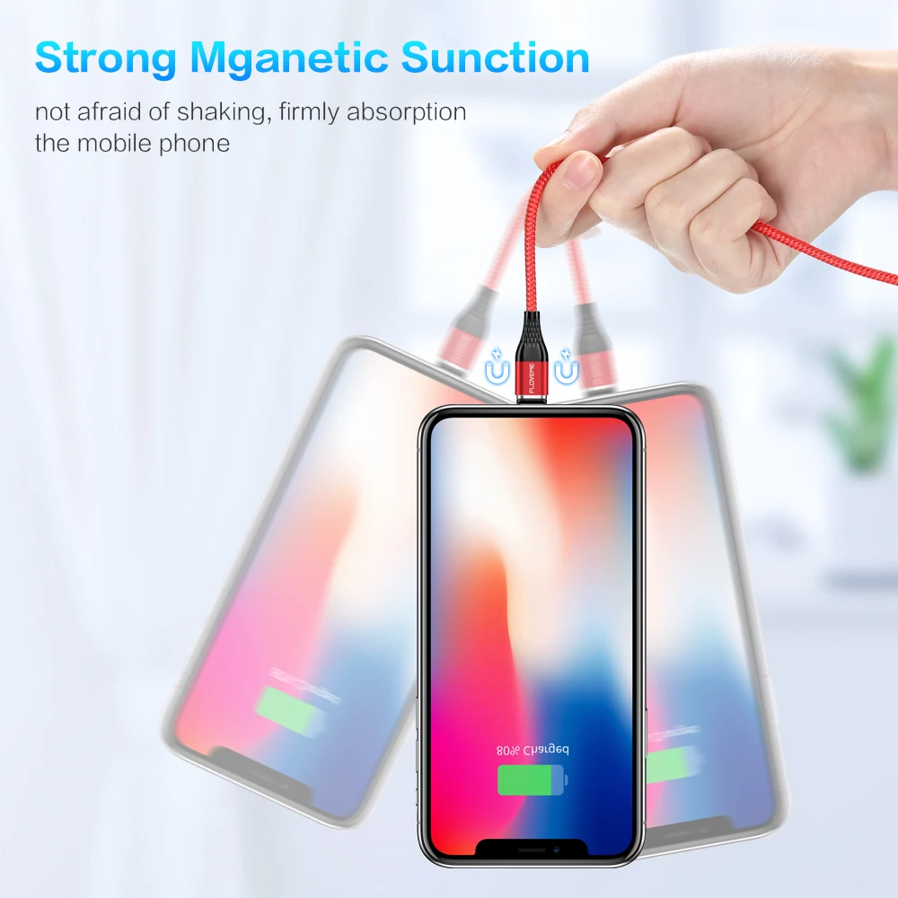 Магнитный кабель FLOVEME 3A Micro USB Type C для iPhone XR быстрой зарядки 1 м|Кабели мобильных