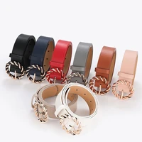 ladies pants belt leather on face belt luxury strap for women fashion round half leather wraped buckle 1053 3cm