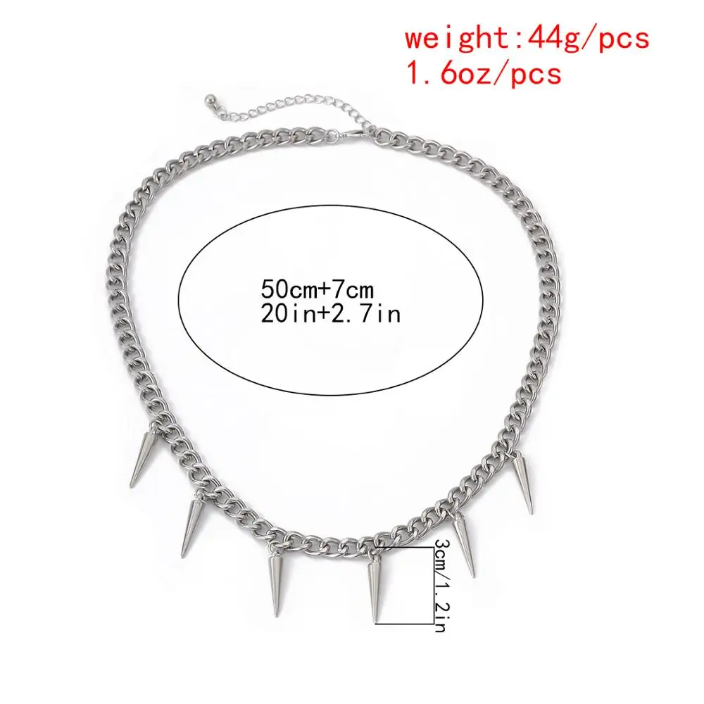 

Lacteo Dark Gothic 6Cone Pendant Necklace Street Hip Hop Silver Color Clavicle Chain Choker Necklace Jewelry for Women and Men