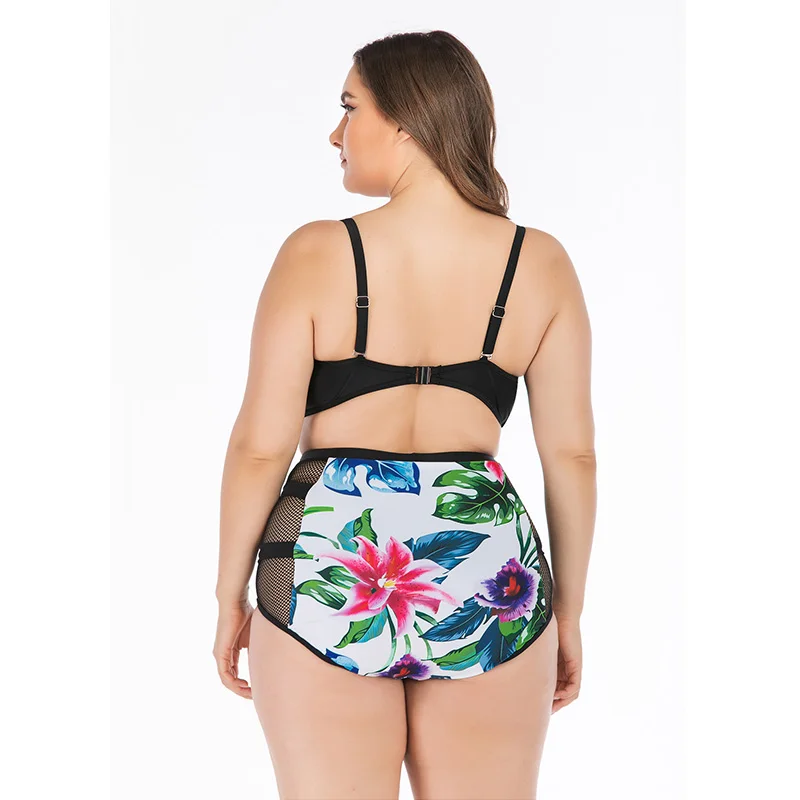 

Luren Plus Size Swimwear Push Up One Piece Floral Swimsuit Retro Printed Swimsuit Women Jumpsuit Big L-4XL Biquini