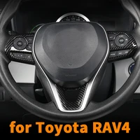 car steering wheel frame for toyota rav4 2020 2021 steering wheel button stickers cover carbon fiber interior car accessories