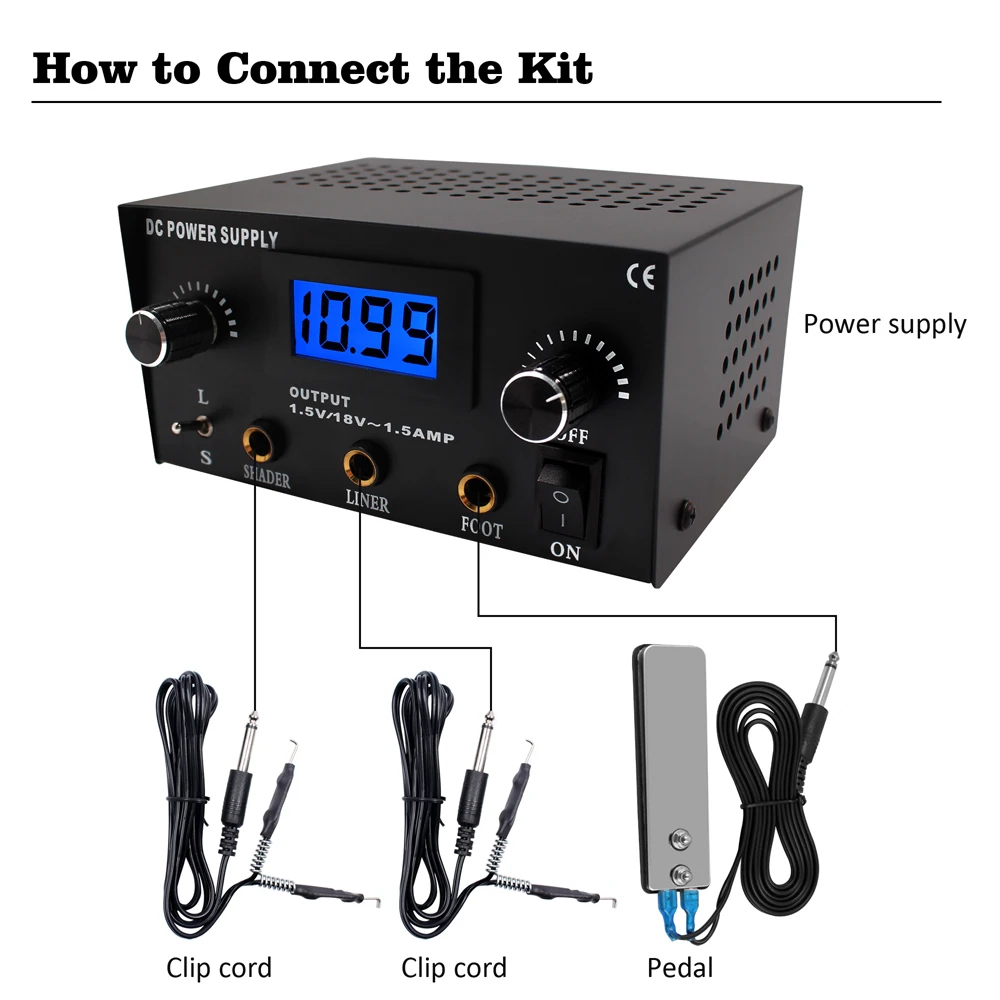 Блок питания для тату-Машинки с ЖК-дисплеем цифровой двойной прибор тату-машинки