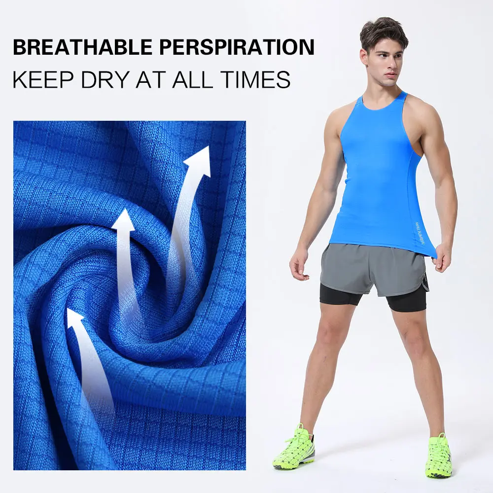 Tank Top Men Casual Bodybuilding Sport Fitness Workout Sleeveless Muscle Vest Outdoor Running Vest Quick Dry Undershirt Tank Top