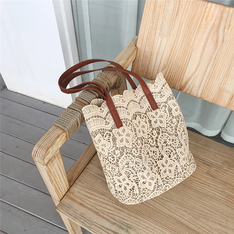 

Fashion Girl Lace Shoulder Bag Women Handbag Female Tote Bags Big Capacity Foldable Travel Beach Bag For Female