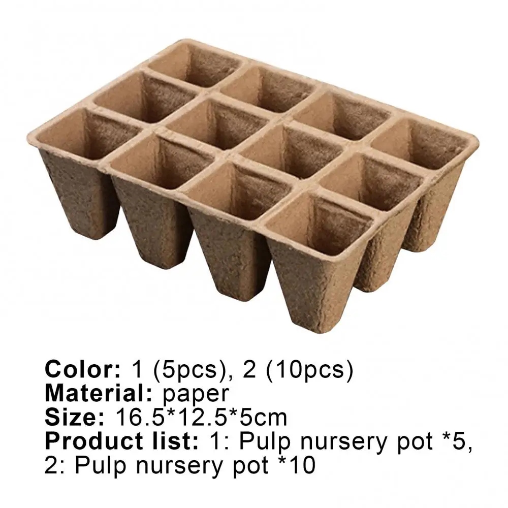 

5Pcs/10Pcs 12 Grids Portable Biodegradable Eco-friendly Paper Planting Pot Container Planting Basin for Garden