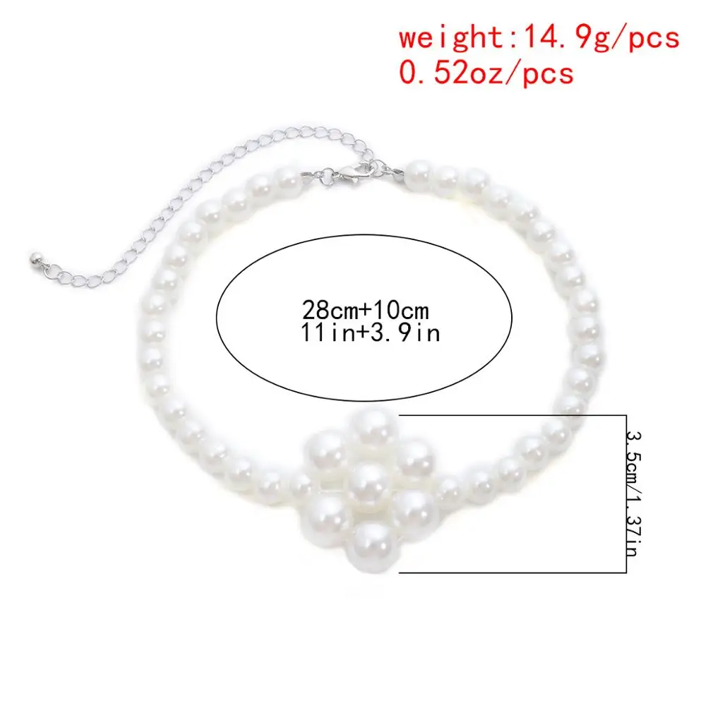 

Lacteo Retro Imitation Pearl Flower Choker Necklace Simple Minimalist Round Bead Clavicle Chain Charm Necklace Jewelry for Women