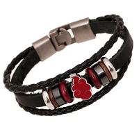 japan anime red cloud leather bracelet fashion cosplay charm metal men bangle goth punk black jewelry bracelets gift accessories