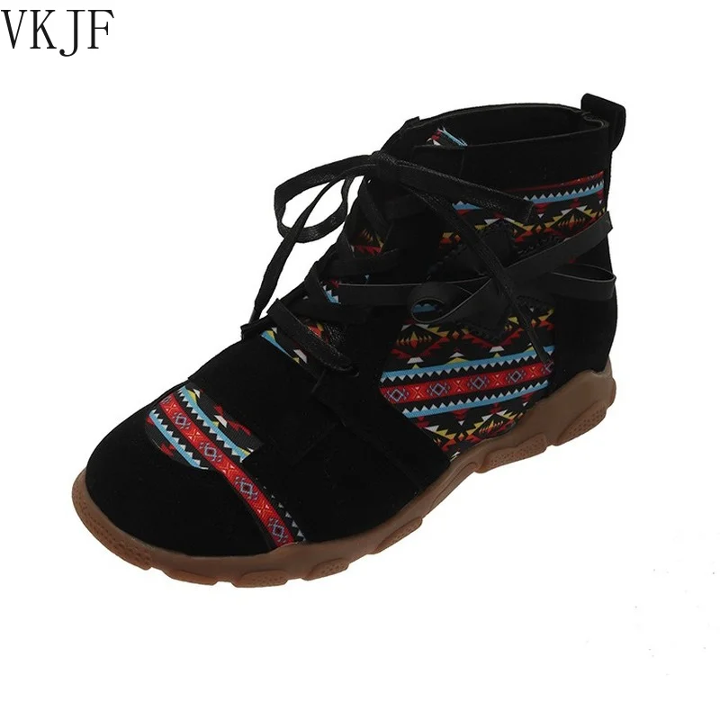 

Зимние ботинки, ботинки на шнуровке, повседневная обувь, женские ботинки на платформе 2021, женские ботильоны в богемном стиле ретро на молнии