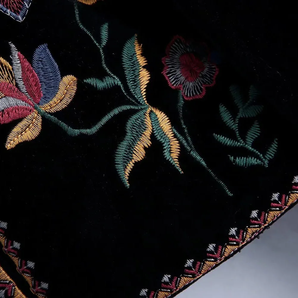 BBWM 2021 женский винтажный бархатный с вышивкой и длинным рукавом богемный без