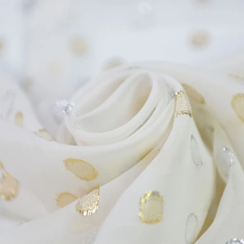 Чистый Шелковый жоржет марлевые ткани Серебряный и Золотой горошек дизайн SCG426 |