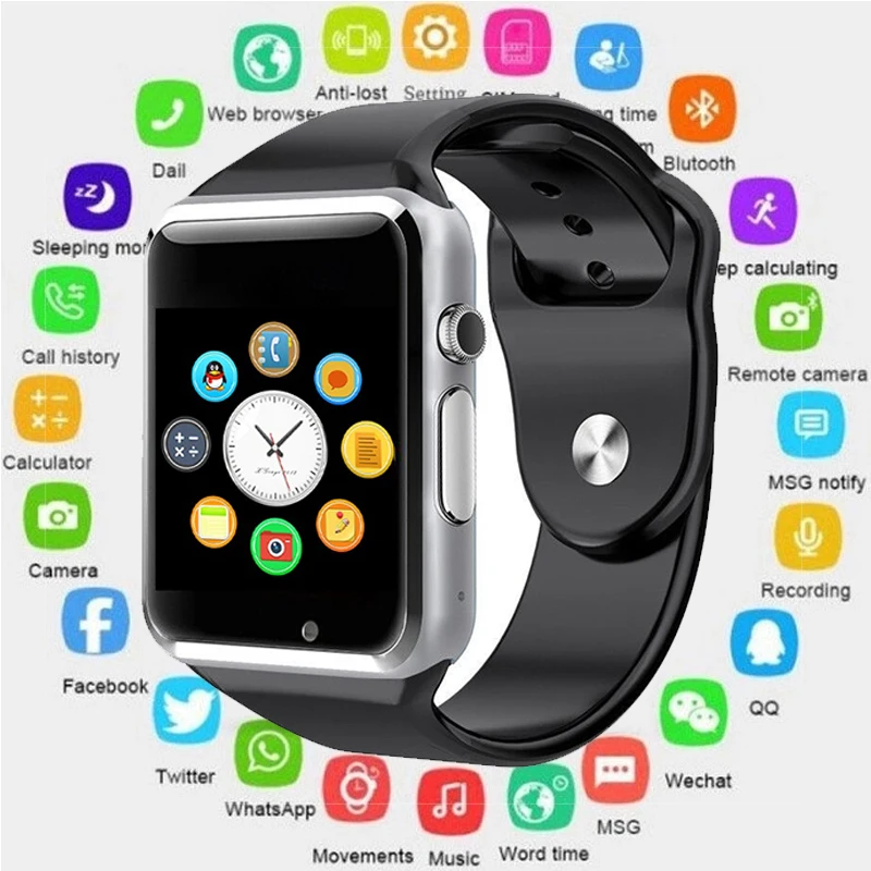 2019 A1 Smart Watch Clock Sync Notifier Support SIM TF Card Connectivity Apple iphone Android Phone Smartwatch PK V8 GT08 Y1 | Наручные