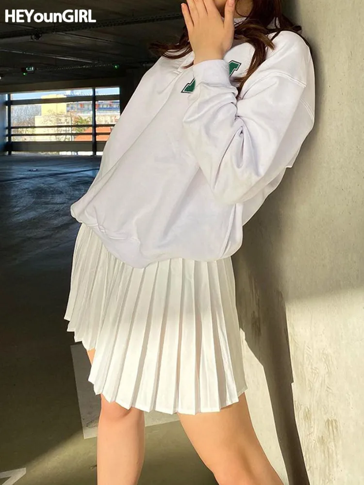 

Женские толстовки HEYounGIRL с буквенным принтом, пуловеры, Повседневная белая спортивная одежда с длинным рукавом, Модные свободные милые женс...