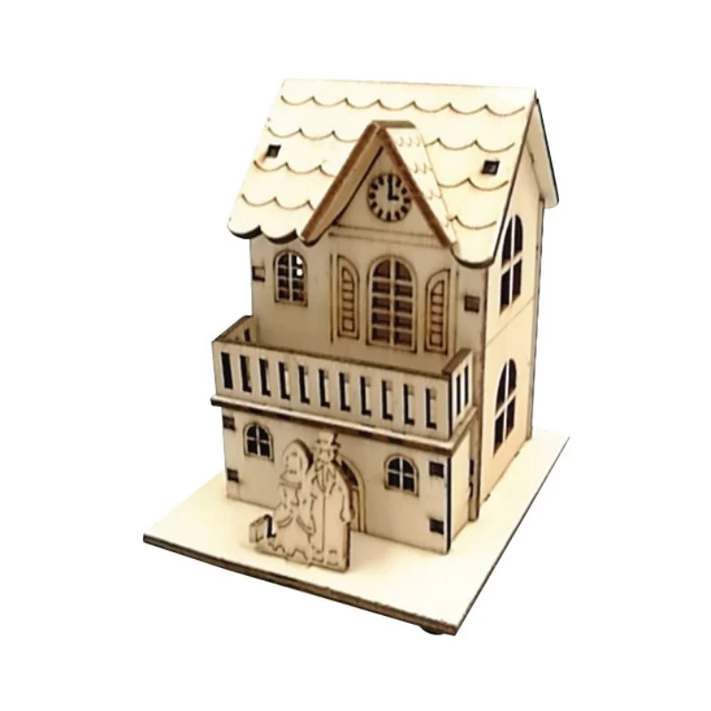 

New LED Light Wood House Christmas Hanging Pendant Elk Santa Clause Snowman Ornaments Xmas Home Party Decor Hot