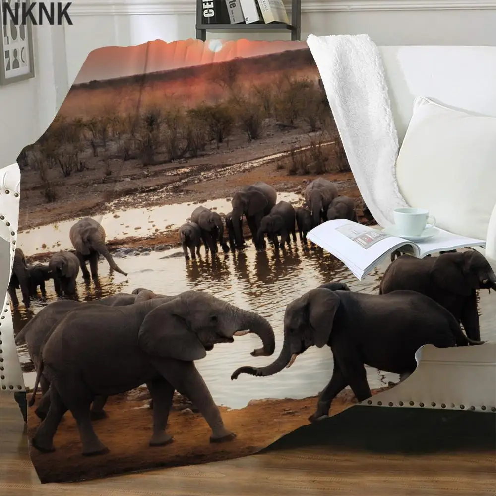 

NKNK Brank Elephant Blankets Animal Thin Quilt Home Bedding Throw Landscape 3D Print Sherpa Blanket Fashion Premium Pattern Warm