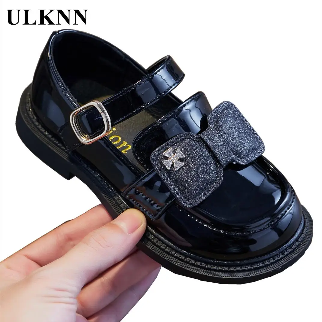 

ULKNN Children Leather Shoe 2023 Child Thick Black Shoes Comfortable Single Students Antiskid Shoe Princess Pink School Shoes