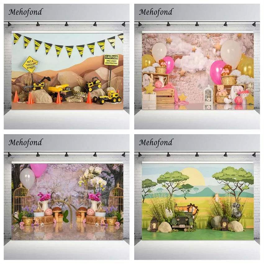 

Mehofond Kids Birthday Backdrop Boys Girls Cake Smash Photophone Decor Background For Photography Photozone Photo Studio Banner
