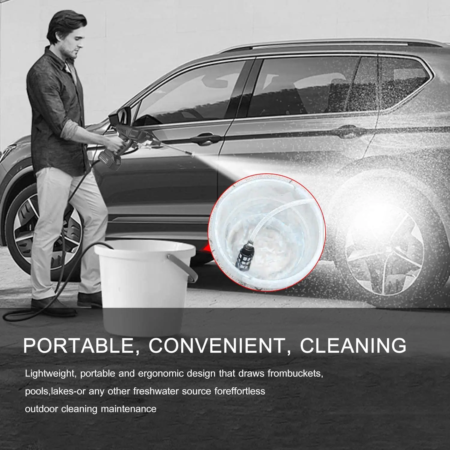 

24V 200W Cordless High Pressure Car Washer Gun Handheld Auto Spray Powerful Car Washer Garden Water Jet 4000mAh Battery