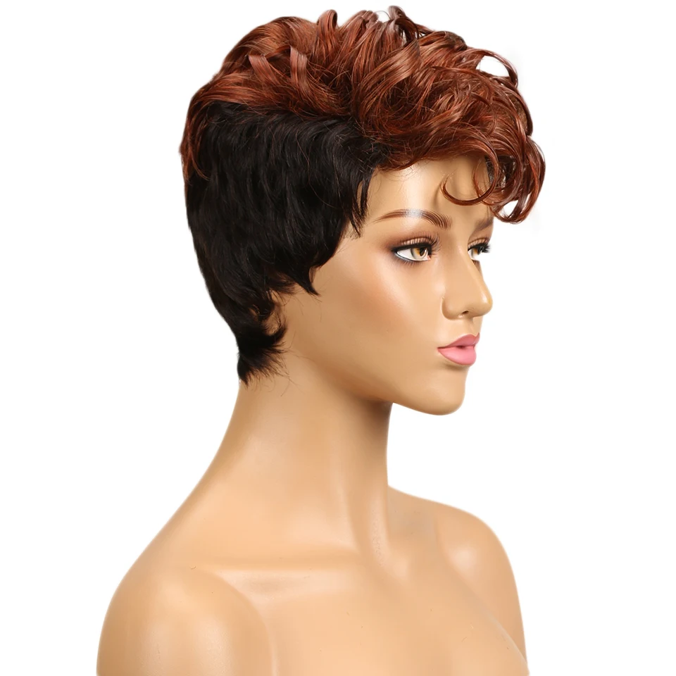 Дебютные парики для черных женщин Омбре парик из человеческих волос короткие