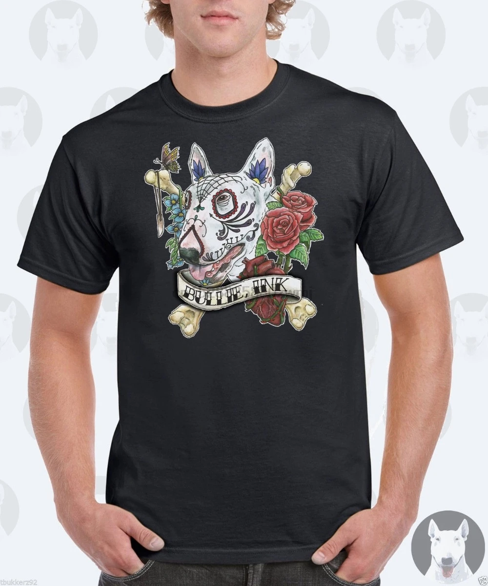 

Mens English Bull Terrier T-Shirt - Bullie Ink Tattoo - Bull Terrier Gift 2019 Summer T Shirt O-Neck Fashion Casual High Quality