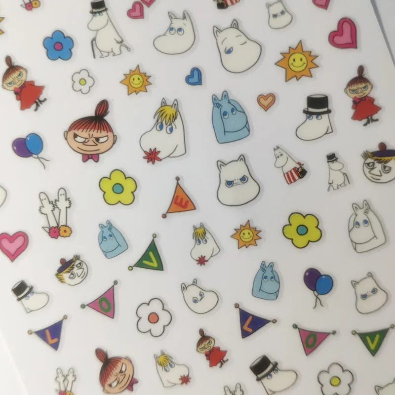Наклейка для ногтей с персонажем мультфильма Водонепроницаемая Мода moomin мультфильм игрушка милый стикер для ногтей Декор фильм