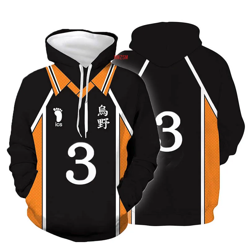 Haikyuu! Толстовки Hinata Shoyo Косплей Karasuno школьный волейбол Толстовка Nishinoya Yuu Kageyama Tobio