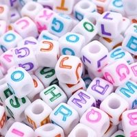 100pcslot mixed letter acrylic beads square alphabet loose spacer beads for diy necklace bracelet jewellery making supplies
