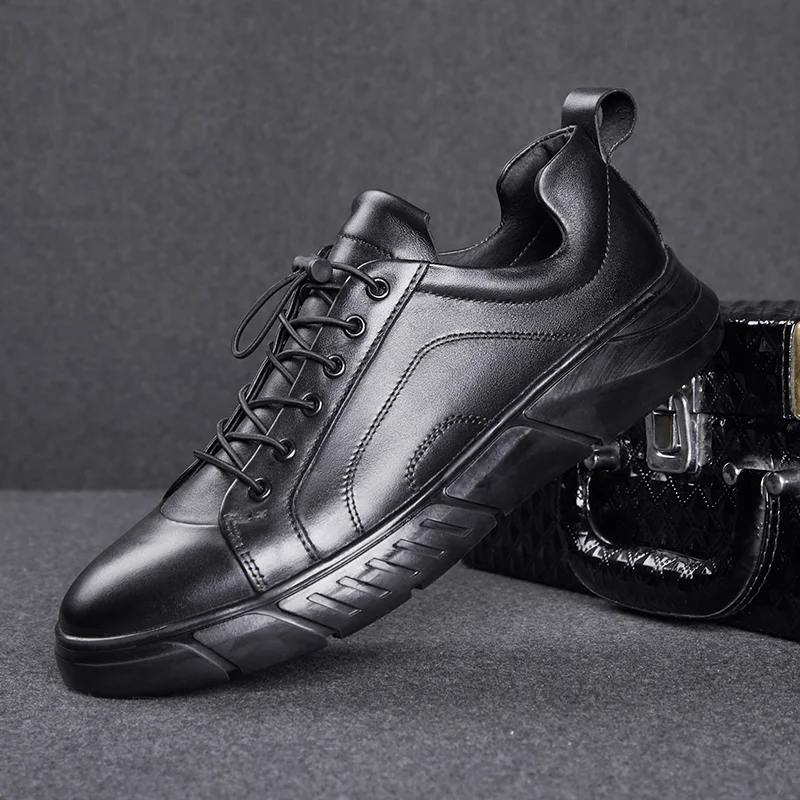 Лоферы мужские из натуральной кожи уличные удобные мягкие кроссовки на шнуровке