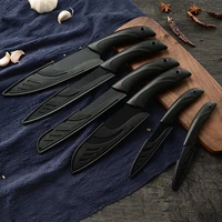 6pcsset black kitchen knife stainless steel chef cleaver santoku utility paring knife meat vegetables slicing sharp chef knives