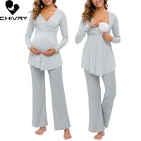 new maternity pregnant women pajamas set long sleeve nursing baby breastfeeding t shirt topsadjustable pants pajamas nightwear