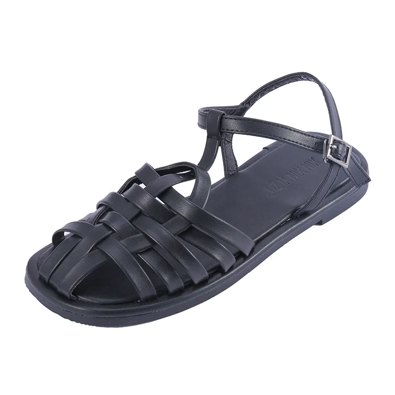 

Buckle Breathable Ankle Strap Flat Sandal Shoe Suit Female Beige Summer Heels 2021 Women's Without Black Closed Fashion Girls Gl