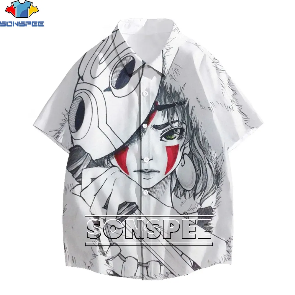 

SONSPEE Japanese Anime Totoro Shirt Men Studio Ghibli Miyazaki Hayao Anime Away Shirt Men Women Cartoon Clothes Summer Shirts