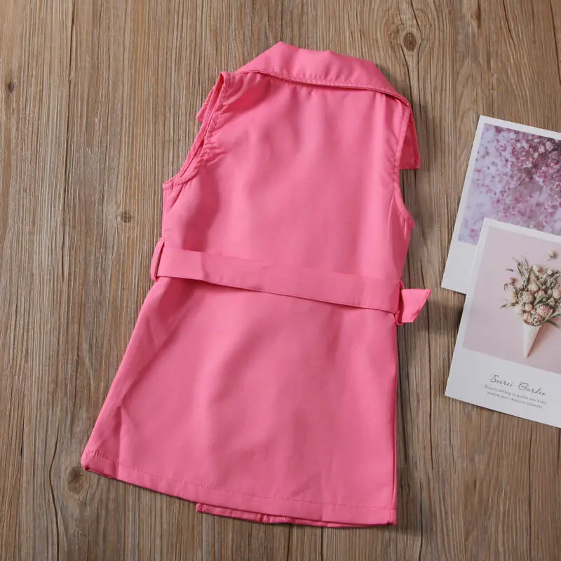 Одежда для малышей девочки Дети без рукавов плащ Тренч отложной воротник