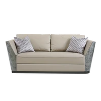 italian light luxury leather solid wood sofa living room modern simple sofa tea table combination high end furniture