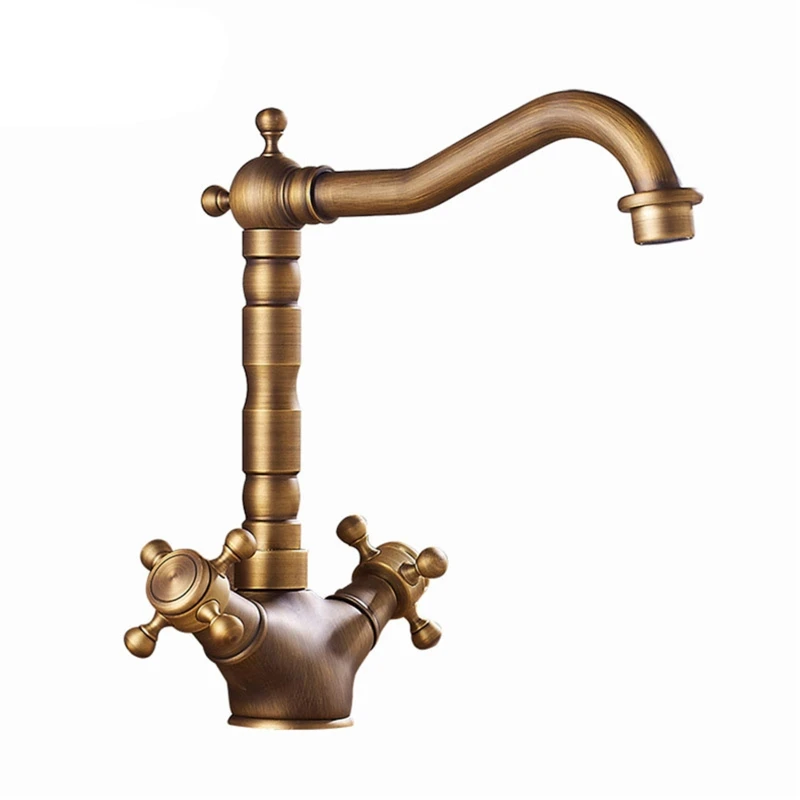 

Antique Brass Kitchen Faucet 360 Swivel Bathroom Basin Sink Mixer Tap Crane Dropshipping