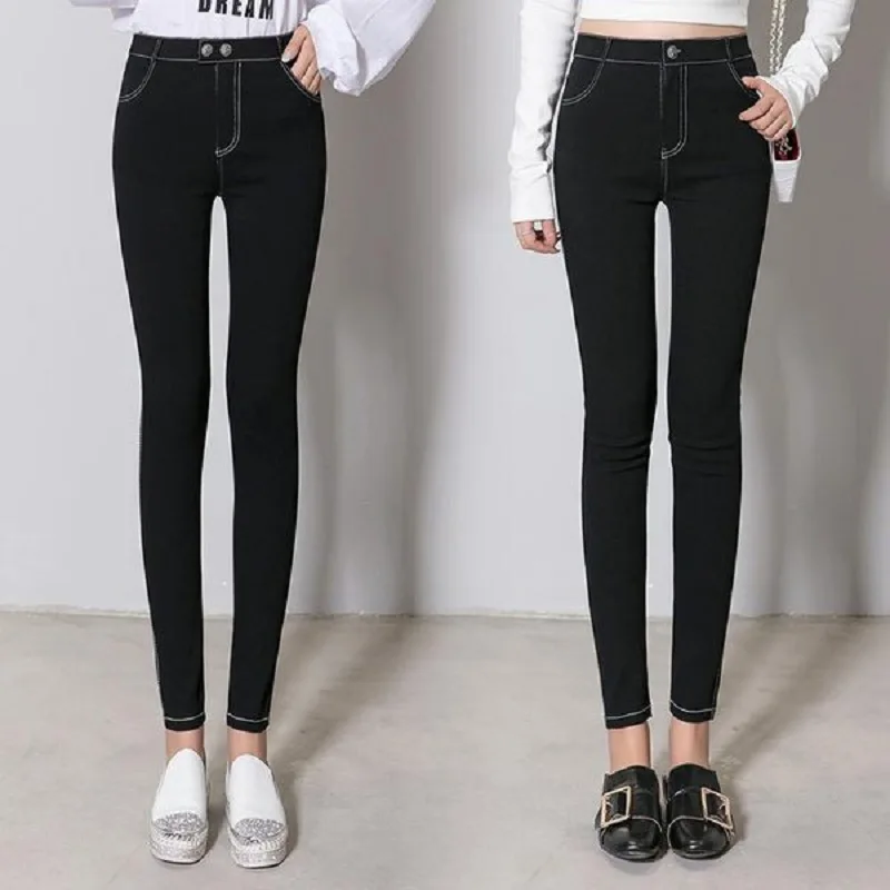 

2019 Autumn New Fashion Women Pencil Pants Casual Elastic High Waist Skinny Black Trousers Plus Size